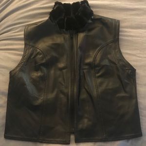 Neiman Marcus Genuine Leather and Mink Fur Vest